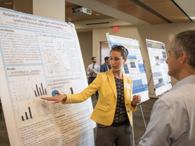 Teaching Resources and Opportunities Woman showing presentation to man