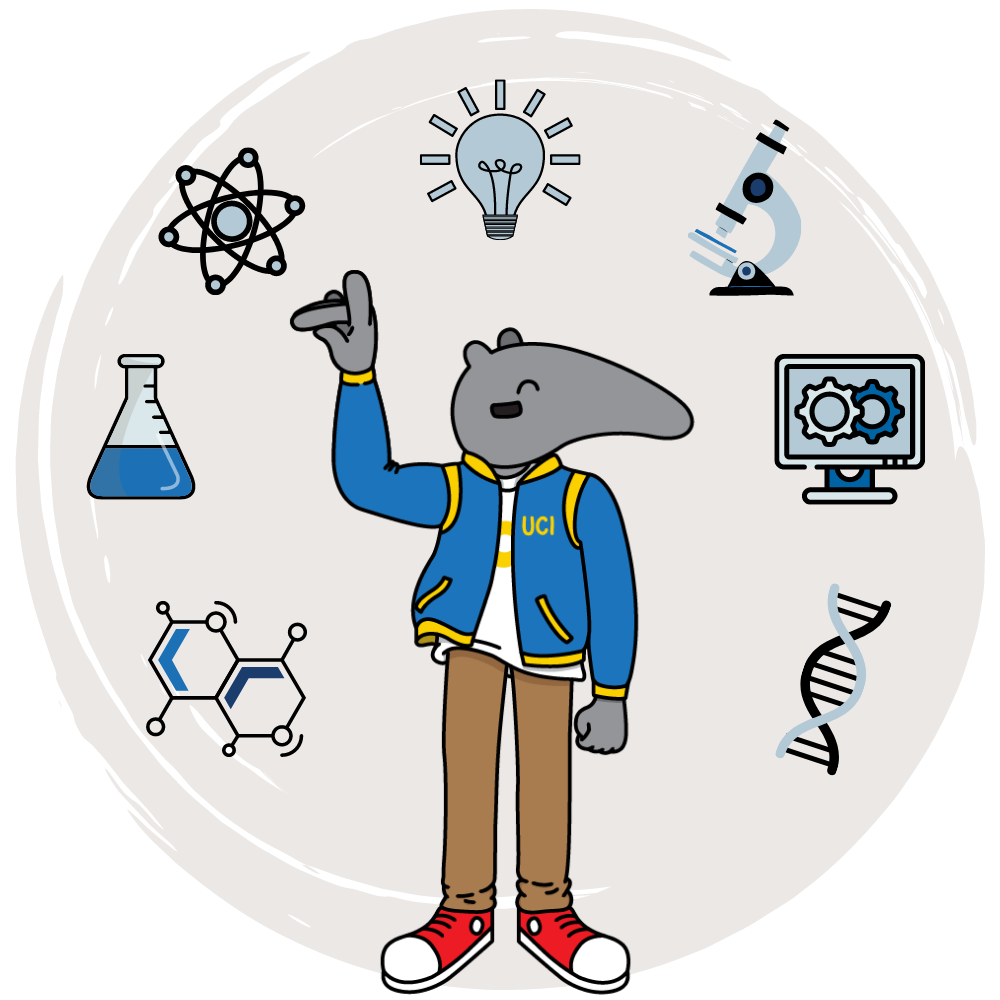 job anteater Anteater in UCI clothes with BioSci symbols