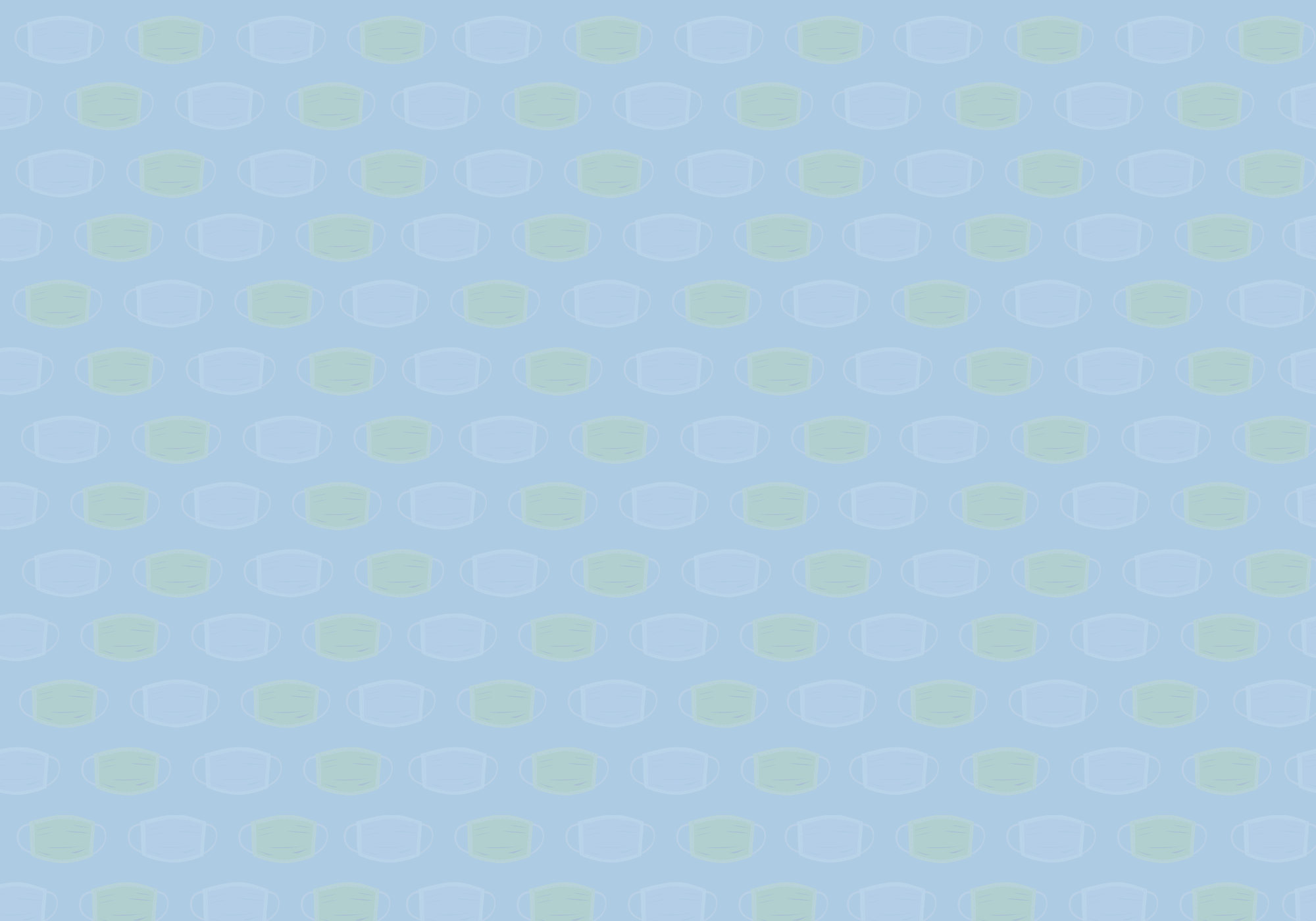 Blue background patterned in blue and green masks