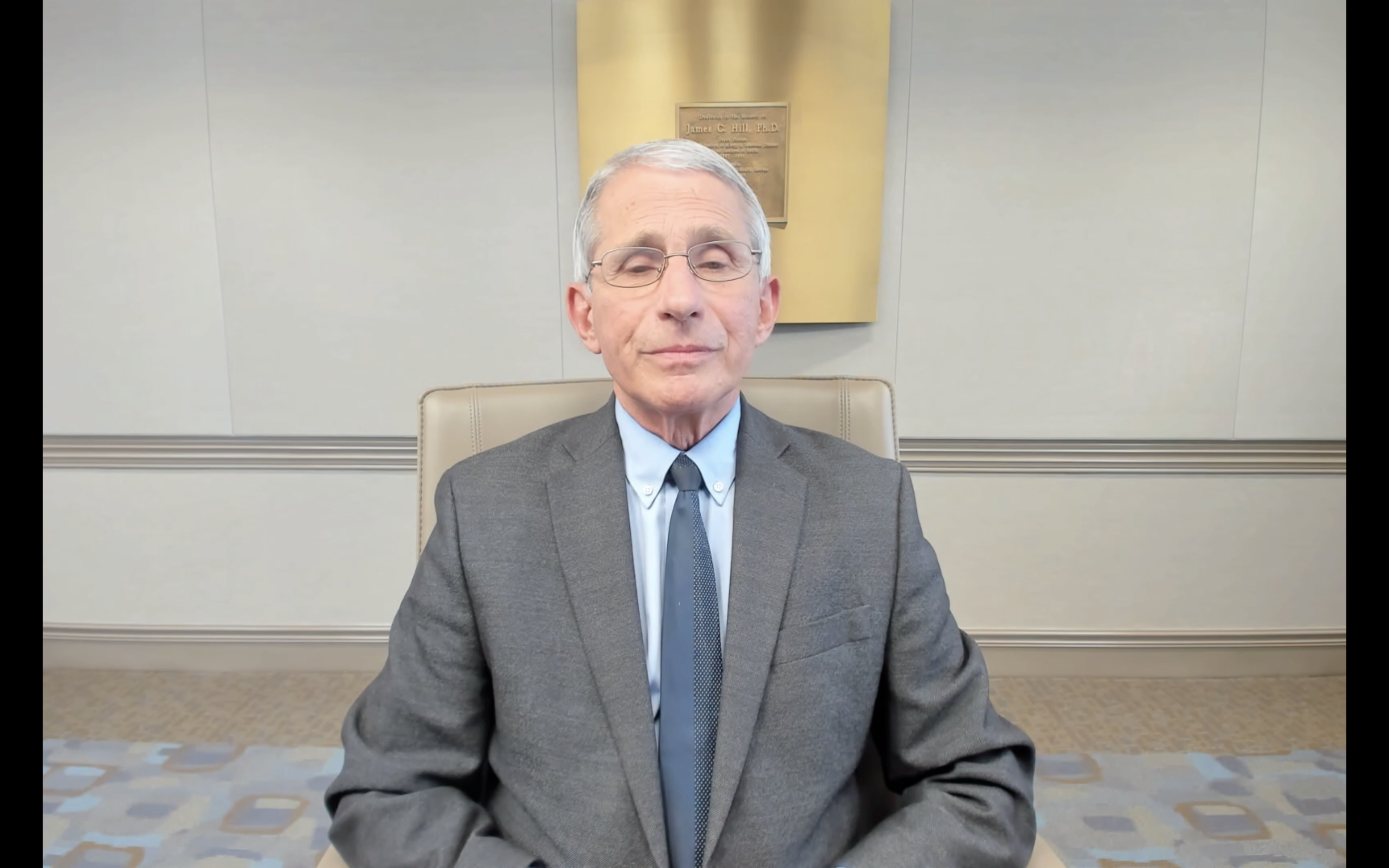 Screenshot of Dr. Fauci seated