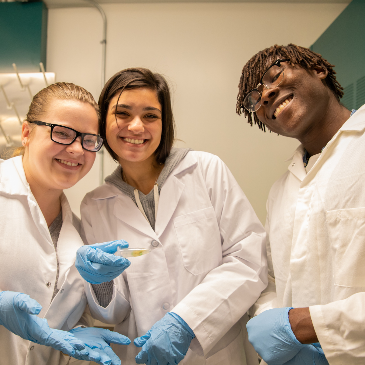 Three Students in a lab