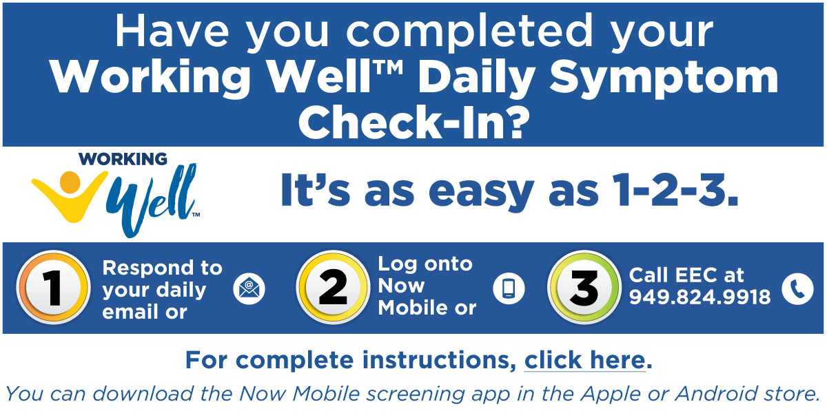 UCI Symptom check instructions
