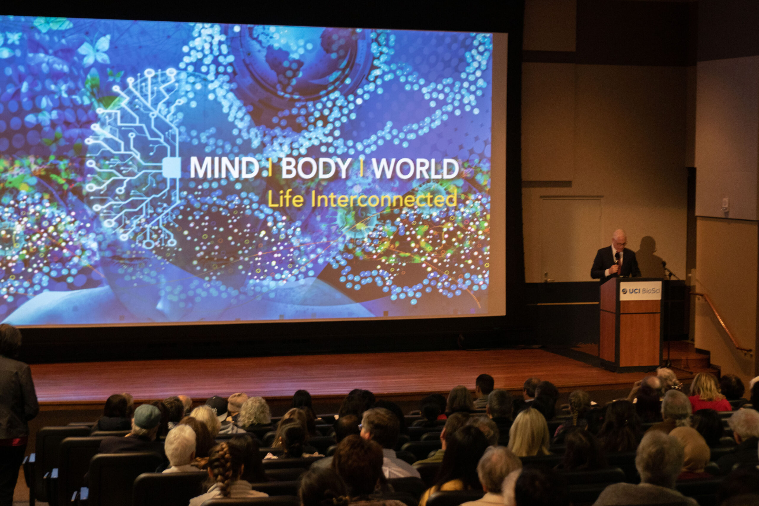 Photo of Dean LaFerla giving opening remarks at a Deans Distinguished Lecture