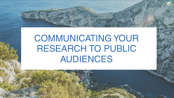 Communicating Your Research Banner with a background of a cliff next to a body of water