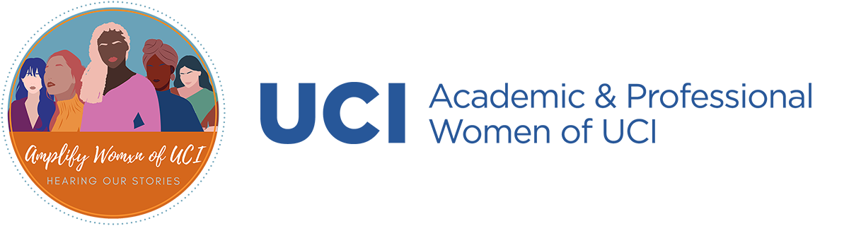 Amplify Women of UCI Logo with UCI Academic & Professional Women of UCI banner