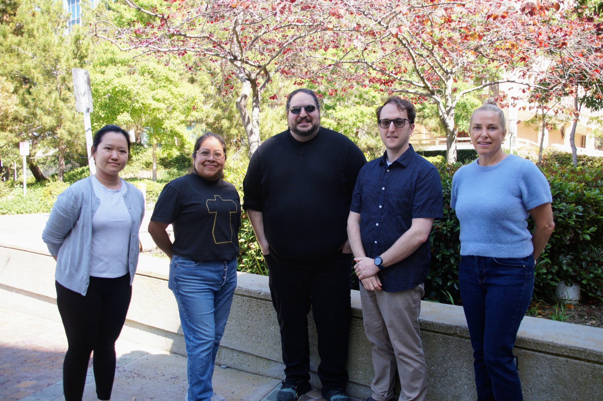 Pictured are many of the UC Irvine researchers who contributed to the study. From left to right: Sasiprapa (Tae) Prombhul, Jessica Mendoza, Shane Gonen, Bryan Neumann and Celia Goulding.